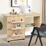 Naaimachinetafel Opvouwbare Naaitafel Utility-Tafel met Wielen Licht Walnoot