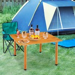Opvouwbare Campingtafel met Oprolbaar Blad Draagbare Picknicktafel van Dennenhout met Draagtas 69 x 69 x 42 cm Natuur