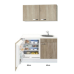 Kitchenette 100cm Padua Houtnerf incl mini inbouw koelkast RAI-2254