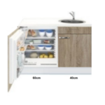 Kitchenette 100cm Padua Houtnerf incl mini inbouw koelkast RAI-2253