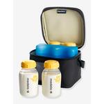 Koeltas - Compartiment en koelpakket + 4 MEDELA zuigflessen zwart