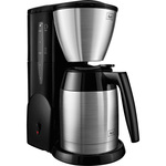 Severin Filterkaffeemaschine mit Mahlwerk und Edelstahl-Thermokanne, Koffiezetapparaat Zwart, RVS (geborsteld) Capaciteit koppen: 8 Display, Met thermoskan,