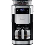 Severin Filterkaffeemaschine mit Mahlwerk und Edelstahl-Thermokanne, Koffiezetapparaat Zwart, RVS (geborsteld) Capaciteit koppen: 8 Display, Met thermoskan,
