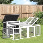 Konijnenhok 144x123x67,5 cm massief grenenhout bruin