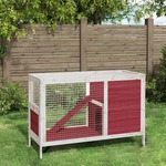 Konijnenhok 144x123x67,5 cm massief grenenhout mokkakleurig