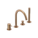 Badrandcombinatie IVY Concord 4-gats Mengkraan Met Uittrekbare Handdouche Draaibare Uitloop RVS316 Geborsteld Mat Koper PVD