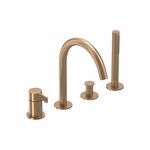 Badrandcombinatie IVY Pact 4-gats Mengkraan Met Uittrekbare Handdouche Draaibare Uitloop Geborsteld Mat Koper PVD IVY