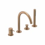 Badrandcombinatie IVY Bond 4-gats Mengkraan Met Uittrekbare Handdouche Draaibare Uitloop Geborsteld Mat Koper PVD IVY
