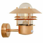 Wandlamp koper bewegingsmelder voordeur verlichting &apos;Blokhus PIR&apos; Nordlux E27 fitting 25 cm