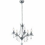 LED Kroonluchter - Trion Lucy - E14 Fitting - 5-lichts - Rond - Mat Chroom - Aluminium