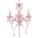 VidaXL Kroonluchter met kralen rond 3xe14 roze