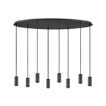 Metaal kroonluchter - Industrie hanglamp - Zwart - Met 8 pcs lampvoeten - Ontworpen voor Eetkamer en Slaapkamer - 100 x 30 x 117.5cm - set met E27 Lamphouder - voor Lampenkap met Doorsnede max 15cm - Gloeilamp Niet Inbegrepen