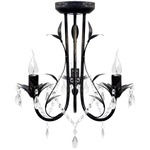 VidaXL Kroonluchter art nouveau metaal kristallen kralen 3 gloeilampen zwart