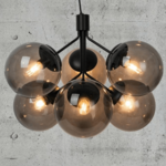Kroonluchter modern zwart Nordlux &apos;Ivona&apos; E27 fitting smokeglas 55 cm