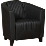 Cognac leren landelijke kuipstoel Press Special - poot hout zwart - Massif Leer Amaretto (cognac leer)