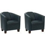 Set van 2 Zwarte leren landelijke kuipstoel Press Special - poot hout zwart - Toledo Leer Nero (zwart leer)