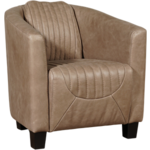 Olijfgroene leren landelijke kuipstoel Press Special - poot hout zwart - Vintage Leer Olive (olijfgroen leer)