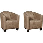 Set van 2 Cognac leren landelijke kuipstoel Press Special - poot hout zwart - Granada leer Sahara (cognac leer)