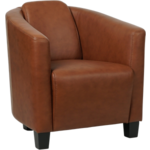 Donkerbruine leren landelijke kuipstoel Press Special - poot hout zwart - Vintage leer Elephant (donkerbruin leer)