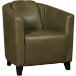 Bruine leren landelijke kuipstoel Press Special - poot hout zwart - Vintage Leer Brown (bruin leer)