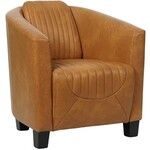 Set van 2 Donkergrijze leren landelijke kuipstoel Press Special - poot hout zwart - Kenia Leer Antracite (donkergrijs leer)