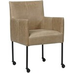 Taupe leren moderne kuipstoel Desire - poot rond zwart met wiel - Vintage Leer Taupe (taupe leer)