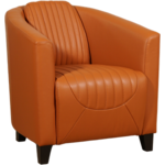 Donkercognac leren landelijke kuipstoel Press - poot hout zwart - Massif Leer Armagnac (donkercognac leer)