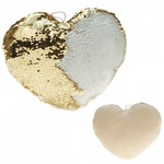 Woondecoratie hartjes kussens goud/creme metallic met pailletten 30 cm