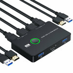USB KVM-Switch HDMI 2 poort Box USB en HDMI-compatibele switch voor 2 computers, deel een toetsenbord, muis, printer en