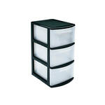 Ladeblok/bureau organizer met 3 lades zwart/transparant L 35,5 x B 27 x H 26 cm - Ladeblok