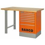 Bahco Werkbank | heavy-duty | met houten werkblad | ladeblok | 8 lades | 2 poten | zwart | 1800 mm x 750 mm x 1030 mm - 1495K8CBKWB18TW