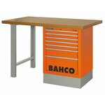 Bahco Werkbank | heavy-duty | met houten werkblad | ladeblok | 6 lades | 2 poten | blauw | 1500 mm x 750 mm x 1030 mm - 1495K6CBLWB15TW