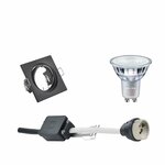 LED Spot Set - Pragmi Borny Pro - GU10 Fitting - Inbouw Vierkant - Mat Goud - Kantelbaar - 92mm - Philips - MASTER 927 36D VLE - 3.7W - Warm Wit 2200K-2700K - DimTone Dimbaar