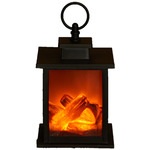 Sfeerhaard/open haard zwart met koperen finish met led verlichting L30,5 x B9,5 x H21 cm