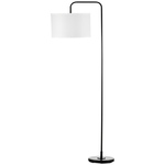 HOMCOM Vloerlamp met Voetschakelaar, Standaardlamp met Stoffen Kap, Staal, Wit