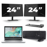 HP ProBook 645 G4 - AMD Ryzen 7 PRO 2700U - 14 inch - 8GB RAM - 256GB SSD - Windows 10 + 2x 24 inch Monitor