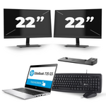 HP EliteBook 735 G5 - AMD Ryzen 5 PRO 2500U - 13 inch - 8GB RAM - 240GB SSD - Windows 10 + 3x 24 inch Monitor