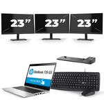 HP EliteBook 735 G5 - AMD Ryzen 5 PRO 2500U - 13 inch - 8GB RAM - 240GB SSD - Windows 10 + 2x 24 inch Monitor