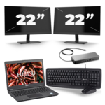 Fujitsu LifeBook U729 - Intel Core i5-8e Generatie - 12 inch - 16GB RAM - 256GB SSD - Windows 11 + 2x 24 inch Monitor