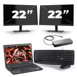 Fujitsu LifeBook U747 - Intel Core i5-6e Generatie - 14 inch - 8GB RAM - 256GB SSD - Windows 11 + 3x 24 inch Monitor