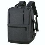 OUMANTU 1908 grote capaciteit mannen laptop rugzak business reizen schouders tas met externe USB-oplaadpoort (zwart)