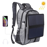 HAWEEL Solar Power Outdoor draagbare canvas Dual schouders laptop rugzak (grijs)