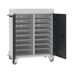 Verrijdbare laptop trolley voor 16 laptops met stroomvoorziening Gitzwart (RAL9005) Zuiver oranje (RAL2004)