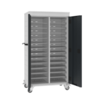 Verrijdbare laptop trolley voor 26 laptops met stroomvoorziening Zuiver wit (RAL9010) Wijnrood (RAL3005)