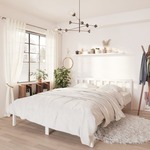 Bedframe massief grenenhout wit 200x200 cm