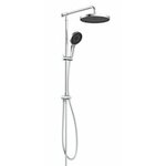SILVER RAIN hoofddouche set, chroom ultra-dunne, lasergelaste wellness-hoofddouche, 25 x 25 cm volledig verchroomde handdouche met en met Push-Button metalen douchestang in hoogte verstelbaar, c