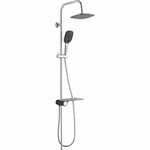 Stortdouche Aquastar Douchesysteem met Zijdelingse Planchet met Push-Button Omsteller Chroom & Antraciet AquaStar