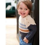Broek met voetjes van jacquard tricot baby leiblauw