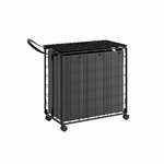 Wasmand 110 L met deksel inktzwart en leigrijs, Inktzwart + leigrijs / 130L (66 x 33 x 65 cm)