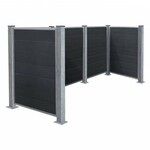 Wasmand 110 L met deksel inktzwart en leigrijs, Wolk wit / 110L (57 x 33 x 65 cm)